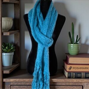 💖 Handknit Turquoise Mohair Scarf 💖